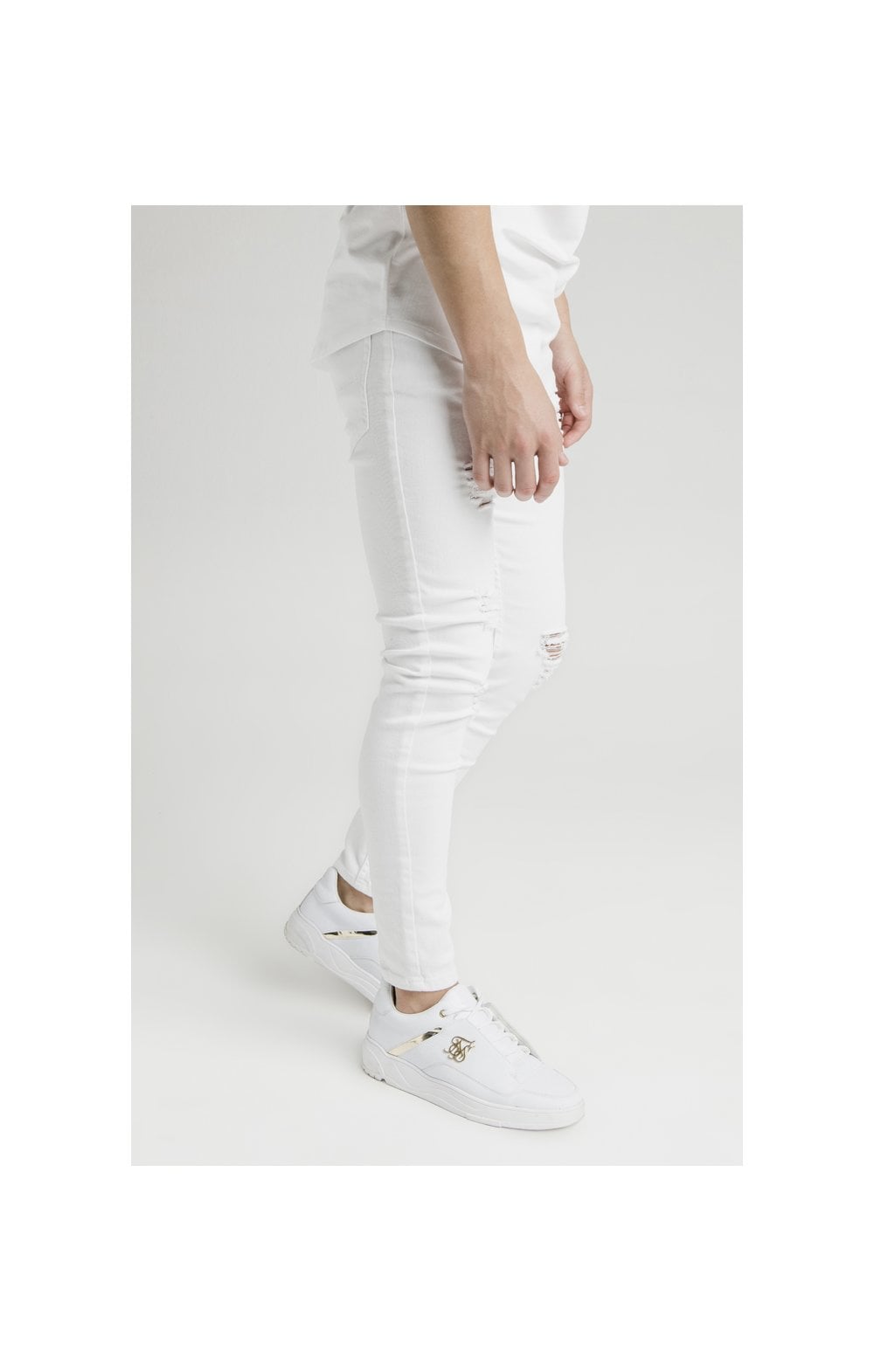 Illusive London Distressed Skinny Jeans - White (1)
