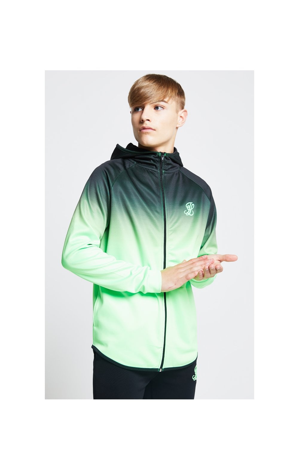 Illusive London Athlete Zip Through Hoodie - Black & Neon Green