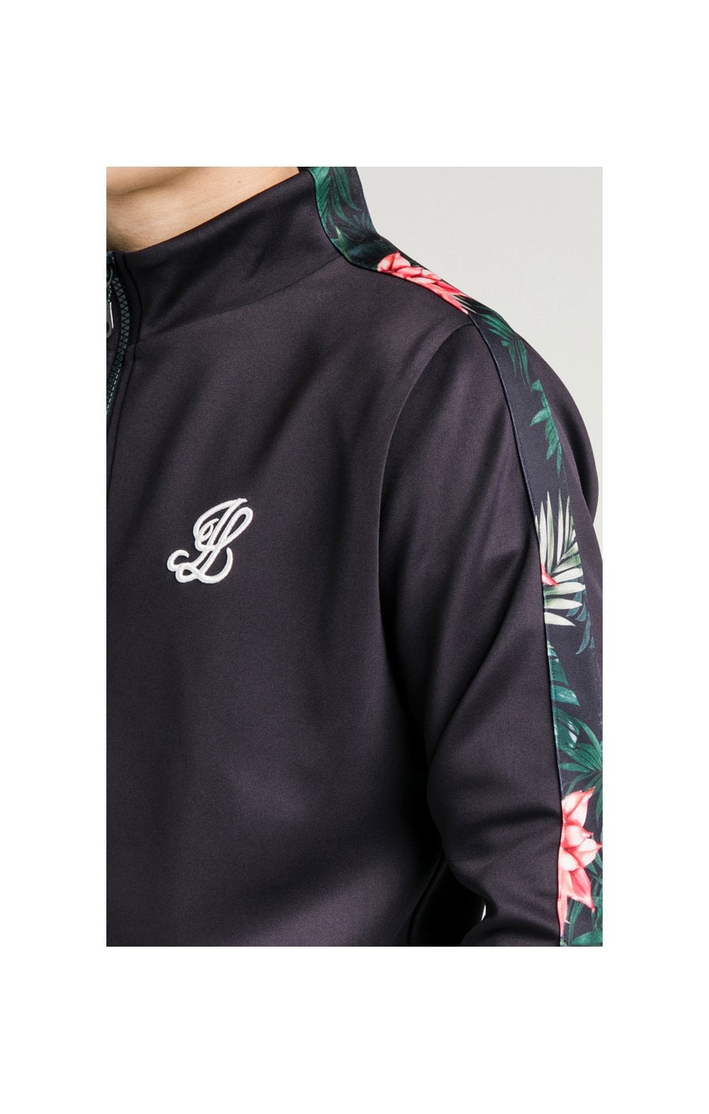 Illusive London Poly Funnel Neck Hoodie - Navy & Floral (1)