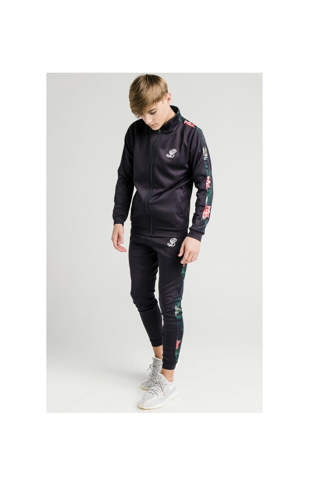 Illusive London Poly Funnel Neck Hoodie - Navy & Floral (3)
