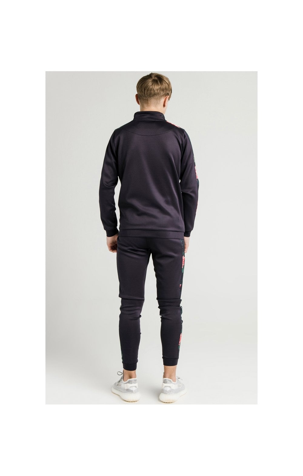 Illusive London Poly Funnel Neck Hoodie - Navy & Floral (5)