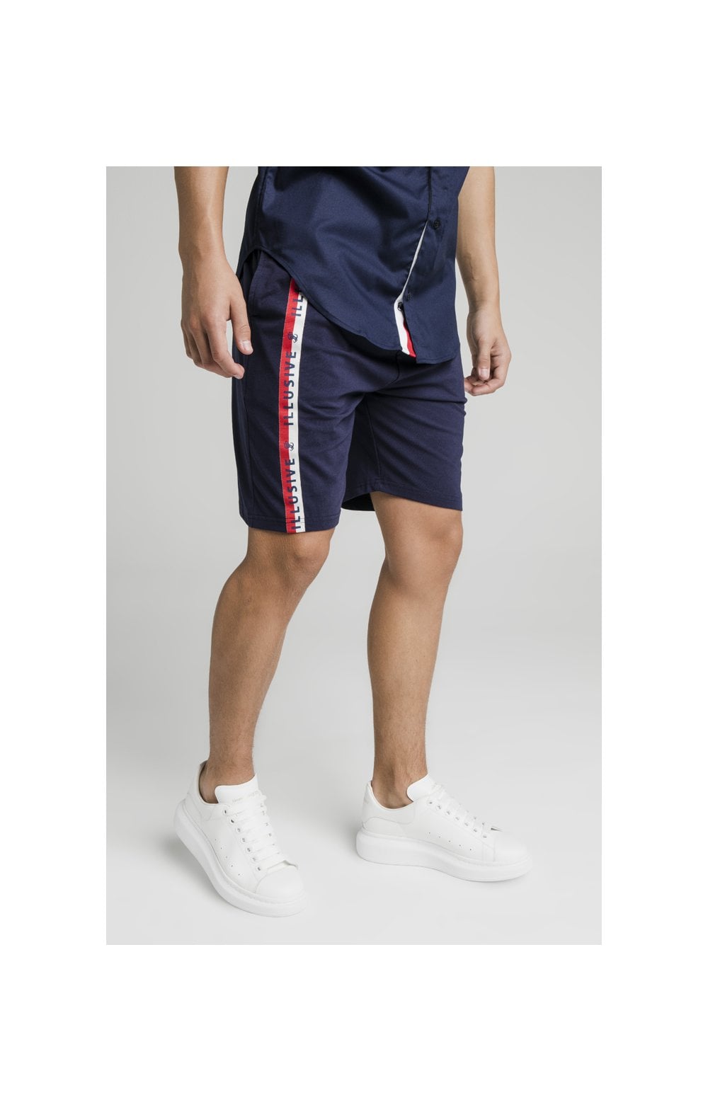 Illusive London Side Tape Jersey Shorts - Navy (1)